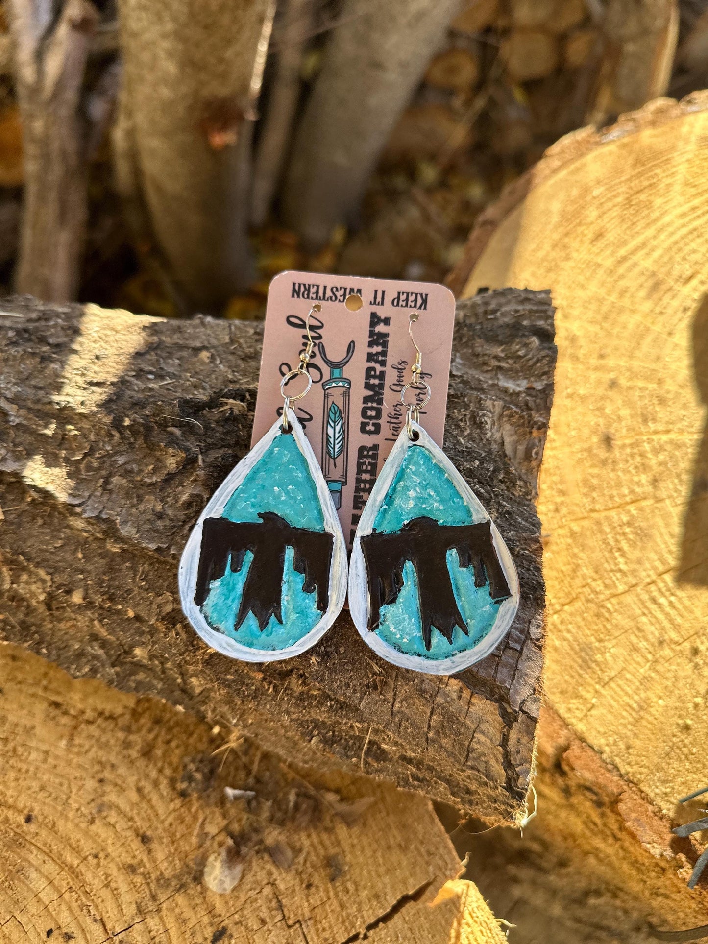 Real Leather Tooled Earrings