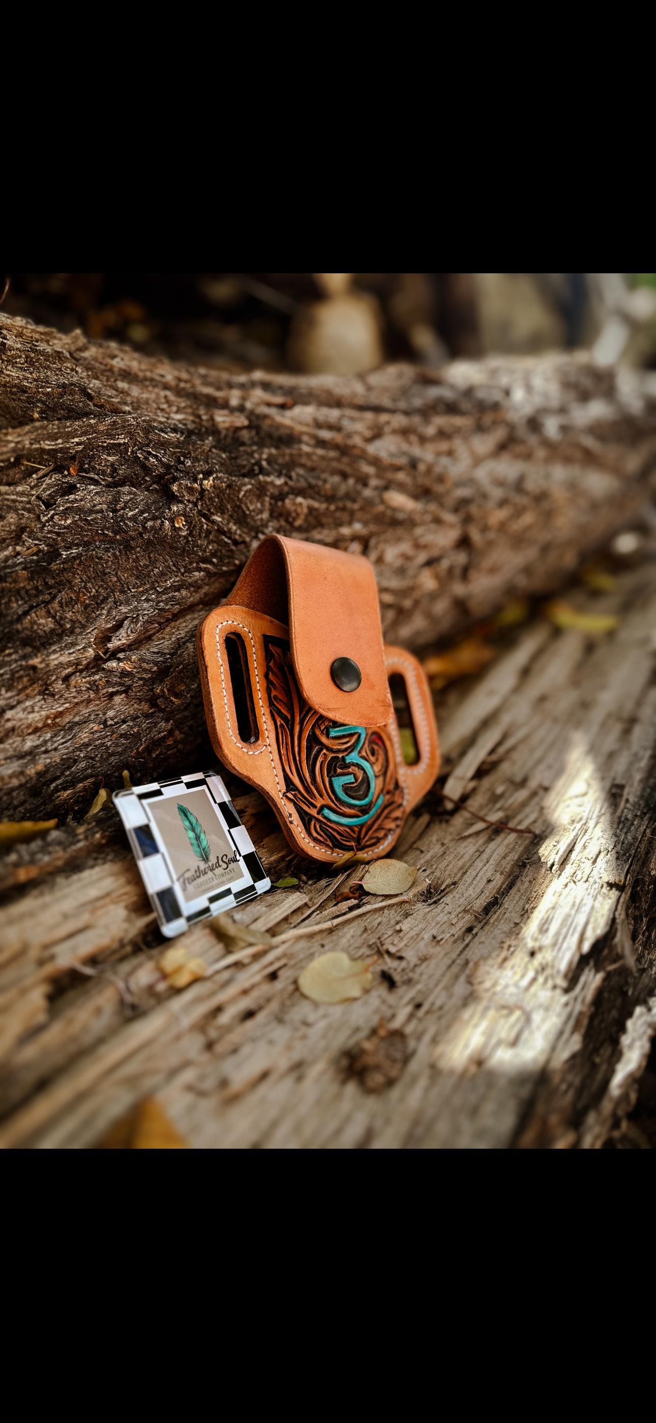 Custom Handcrafted Western Knife Sheath – Hermann Oak Leather- Leatherman or PocketKnife