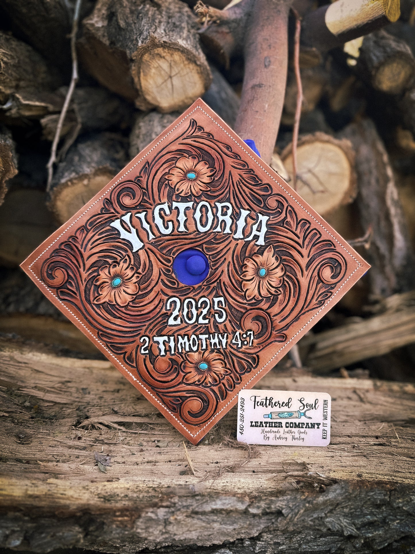 Custom Leather Graduation Cap Topper