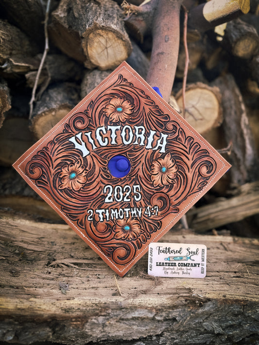 Custom Leather Graduation Cap Topper