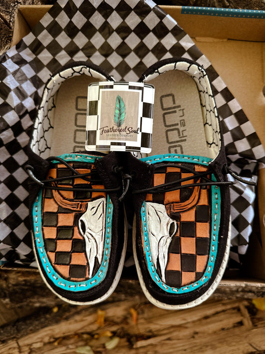 Western Hand Tooled Leather-  Kids 12k Wendy Heydudes