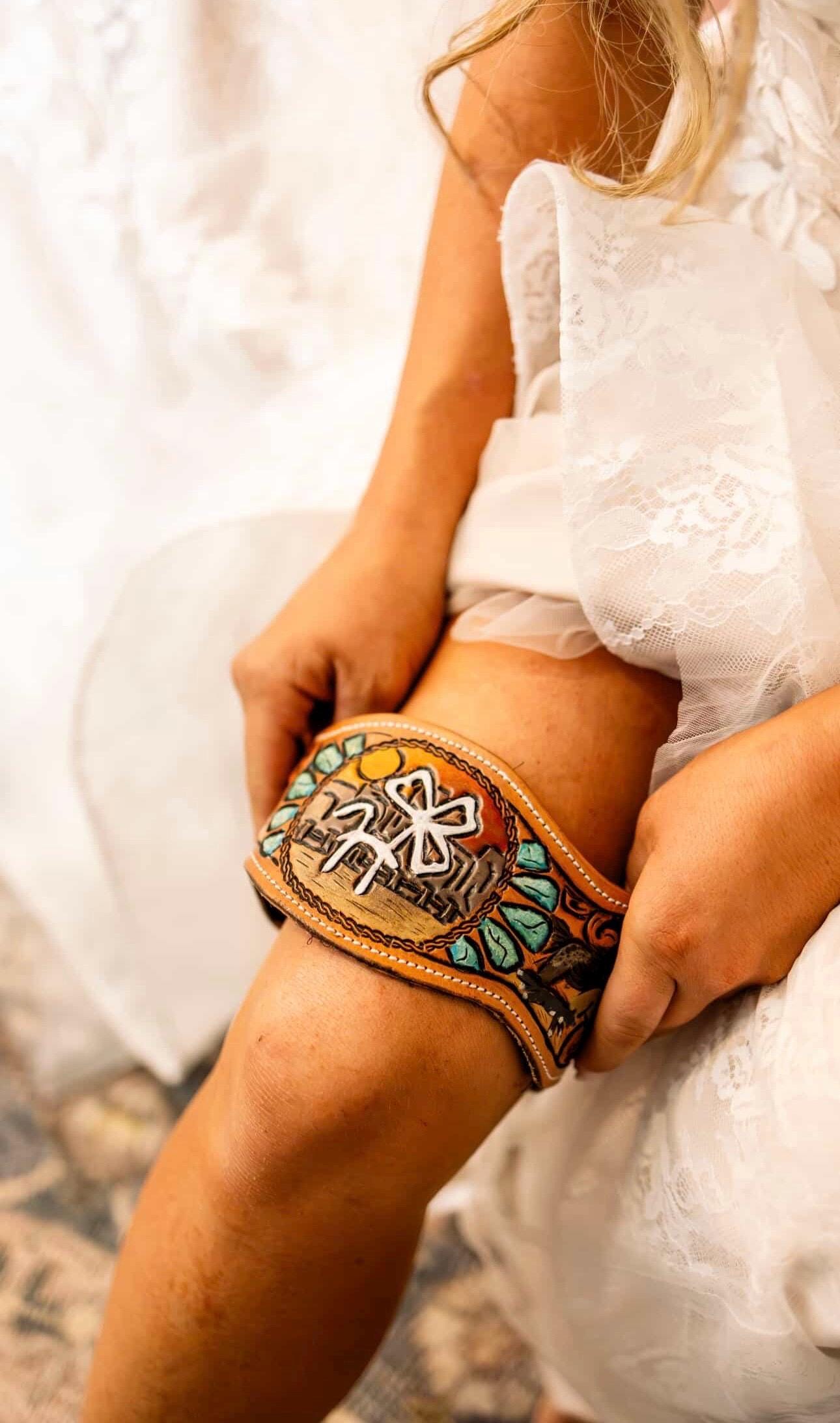 Custom Leather Wedding Boquet Wrap/Garter/Wedding Belt