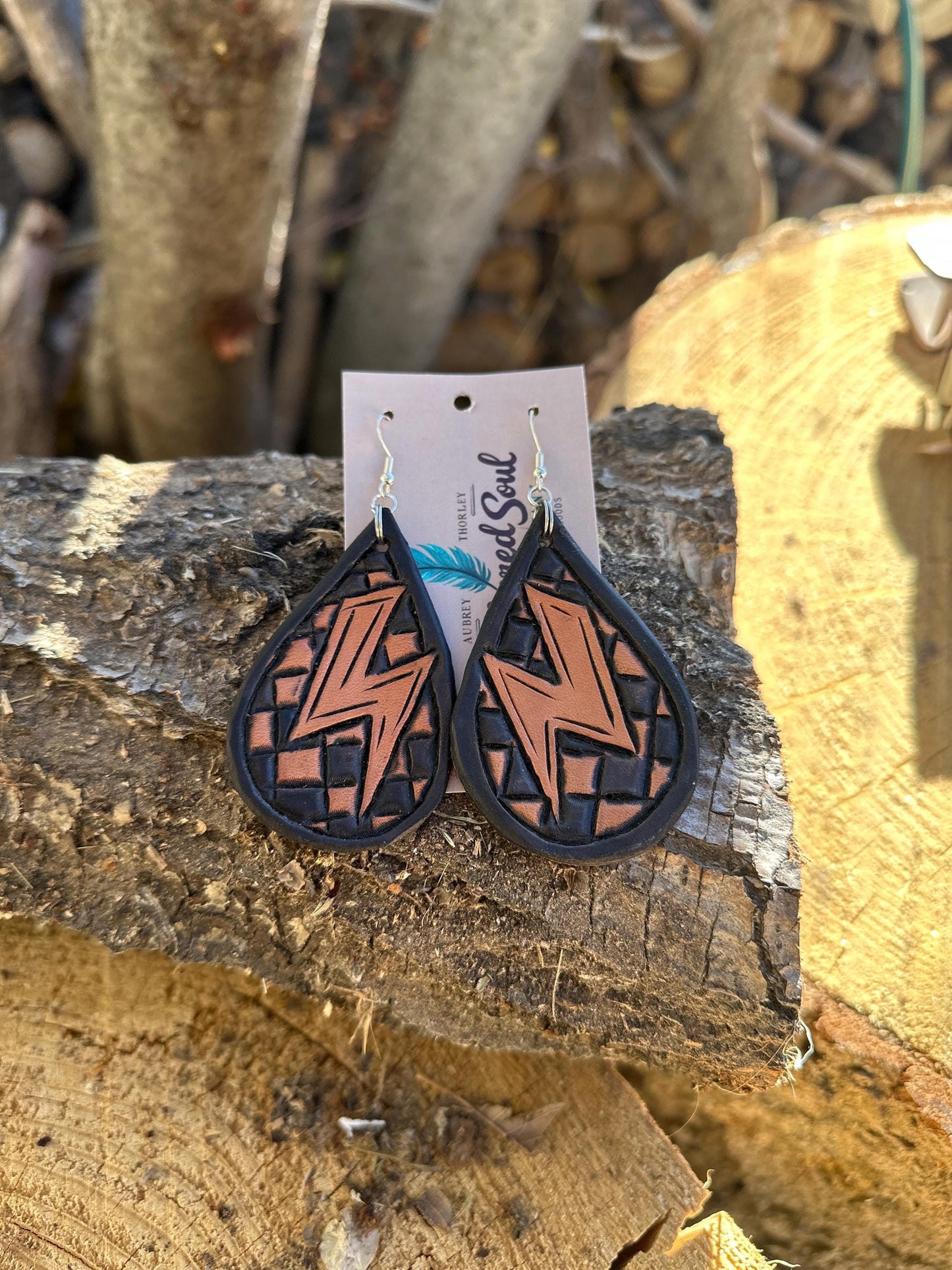 Real Leather Tooled Earrings