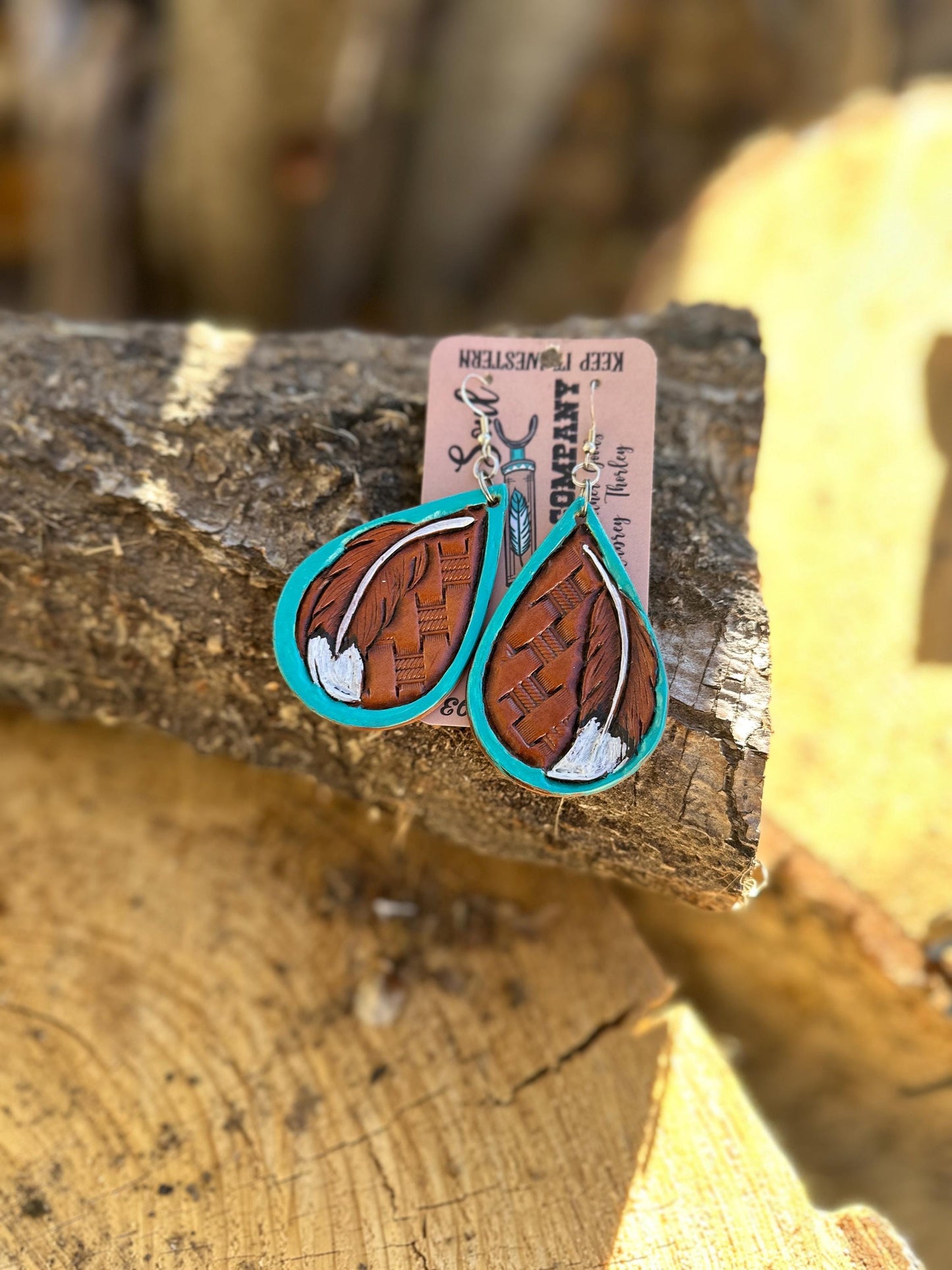 Real Leather Tooled Earrings