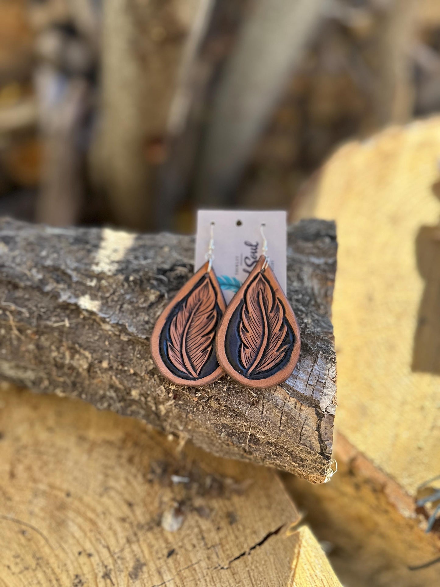 Real Leather Tooled Earrings
